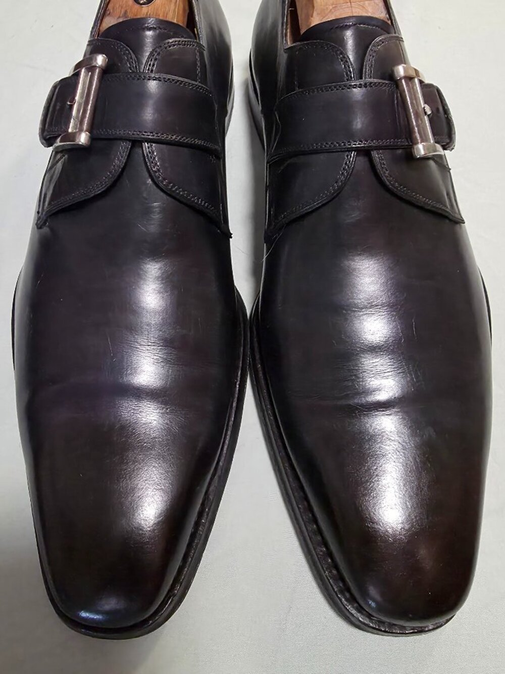 Magnanni 8-M Black and Blueish Monk Strap Mens Dress Shoes